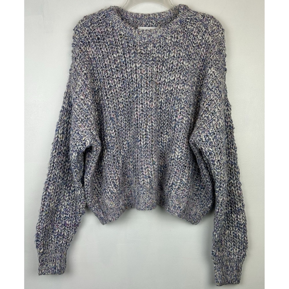 Pistola Sweater Womens M Crew Neck Blue Alpaca Wool Blend Knit Oversized